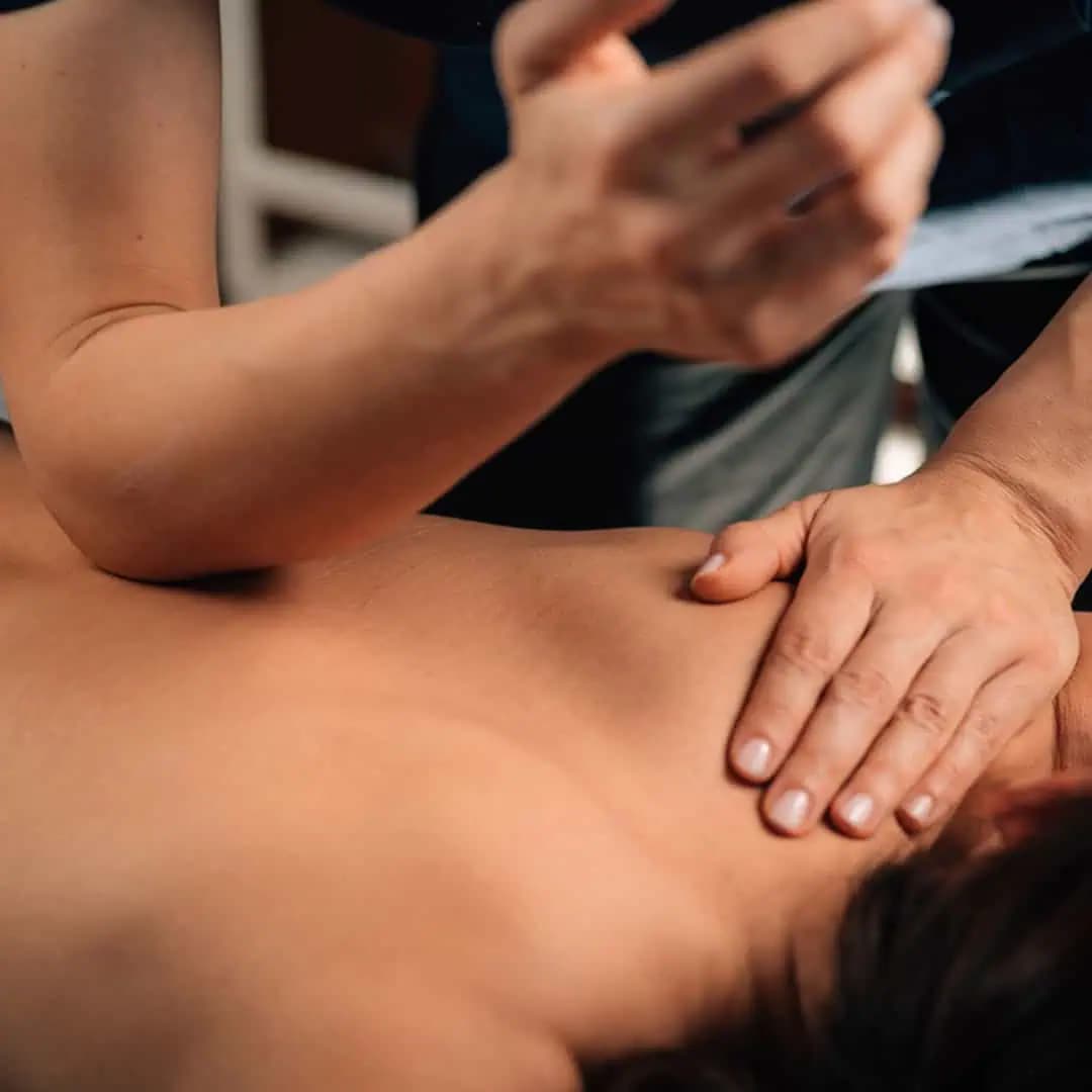 Relaxed client during a massage session